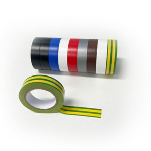 Lot 10 rubans adhésif isolant 15 mm x 10 m