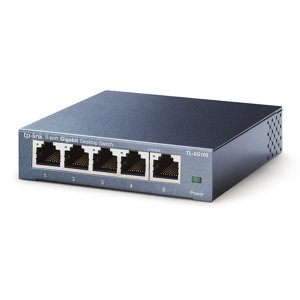 Switch Ethernet 5 ports RJ45 Gigabit boîtier métal gris