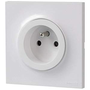 Lot 5 prises avec terre + plaque "Odace Styl" blanc