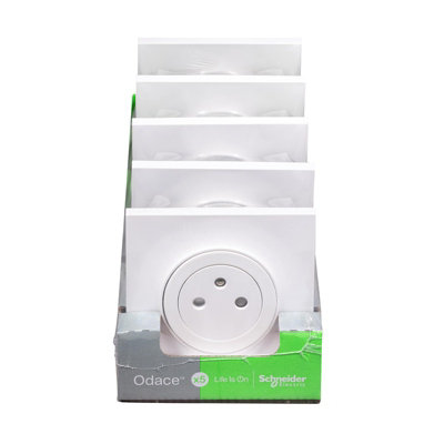 Prise 2 pôles + affleurante Odace Schneider Electric complet lot de 5 pièces - vue 2