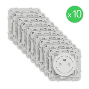 Lot de 10 prises électrique encastrable ODACE 16A 71x71 mm blanc