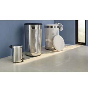 Panier à linge "Urban" blanc - H. 61 cm x D. 35 cm