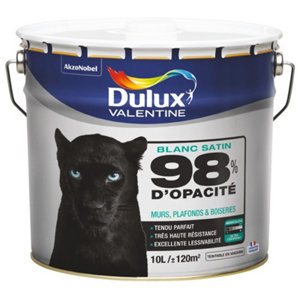 Peinture monocouche haute résistance murs, plafonds et boiseries intérieure acrylique satin blanc 10 L