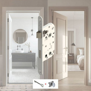 Serrure réversible pour porte intérieur axe 40 cm blanc 