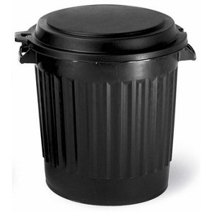 Poubelle noir 80 L - 64 x H 57 cm avec couvercle verrouillable