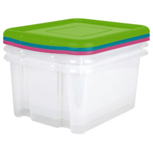 Lot de 3 box "Funny" 55 l - Dim. lot : 57,5 x 44 x 31 cm