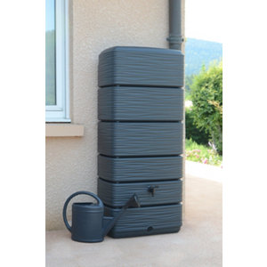 Récupérateur d'eau gris anthracite 650L "EDA" - 79 x 57 x 168 cm