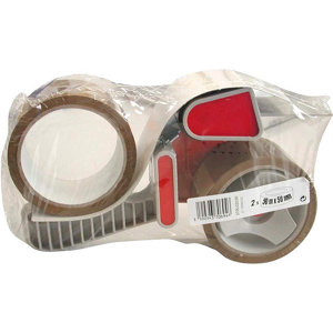 Lot de 2 rouleaux d'emballage PP 50 m x 48 mm + dévidoir