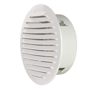 Grille d’aération ronde à persiennes avec moustiquaire blanc diamètre 125/100 mm