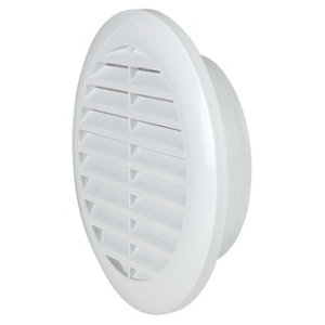 Grille de ventilation ronde blanche à encastrer avec moustiquaire ÉLÉGANCE diamètre 100 mm