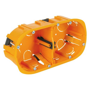 Boîte cloison sèche double, à fixer sur cloison creuse, Ø 67 mm Prof. 40 mm entraxe 81 mm