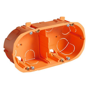 Boîte cloison sèche double, à fixer sur cloison creuse, Ø 67 mm Prof. 55 mm entraxe 71 mm