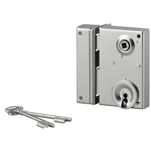 Serrure en applique verticale pour grille gauche - 70x110 mm