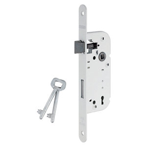 Serrure à encastrer de type Alsace pour porte d'entrée axe 40 mm en acier et alliage