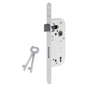 Serrure à encastrer de type Alsace pour porte d'entrée axe 40 mm en acier et alliage