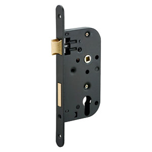 Serrure à encastrer axe 50 mm plus gâche en acier embouti