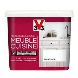 Peinture de rénovation meubles cuisine acrylique satin blanc 0,75 L