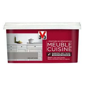 Peinture de rénovation meubles cuisine acrylique satin gris galet 2 L