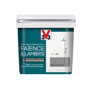 Peinture de rénovation faïence et lambris acrylique satin gris loft 0,75 L