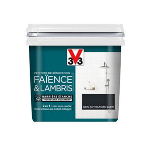 Peinture de rénovation faïence et lambris acrylique satin gris anthracite 0,75 L