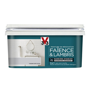 Peinture de rénovation faïence et lambris acrylique satin tendre gris 2 L
