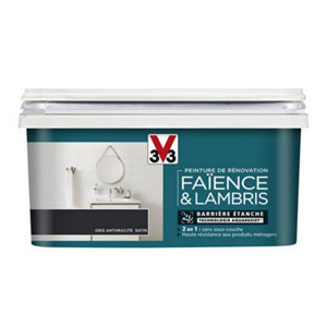 Peinture de rénovation faïence et lambris acrylique satin gris anthracite 2 L