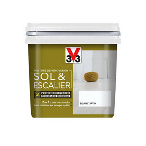Peinture de rénovation sol et escalier acrylique satin blanc 0,75 L