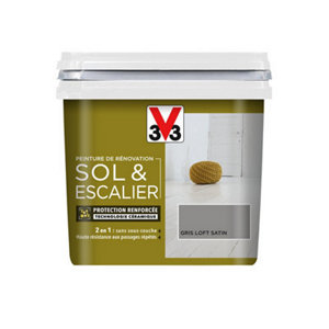 Peinture de rénovation sol et escalier acrylique satin gris galet 0,75 L
