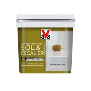Peinture de rénovation sol et escalier acrylique satin tendre gris 0,75 L