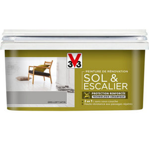 Peinture de rénovation sol et escalier acrylique satin gris galet 2 L
