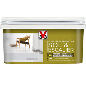 Peinture de rénovation sol et escalier acrylique satin tendre gris 2 L