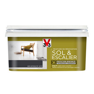 Peinture de rénovation sol et escalier acrylique satin gris anthracite 2 L