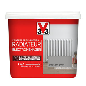 Peinture de rénovation radiateur et électroménager acrylique satin gris galet 0,75 L