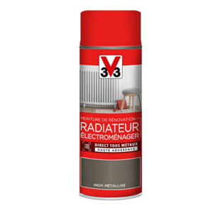 Aérosol de peinture de rénovation radiateur et électroménager acrylique métallisé inox 400 ml