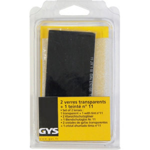 2 verres transparents 105 x 50 et 1 Teinté n°11 pour masque à main 