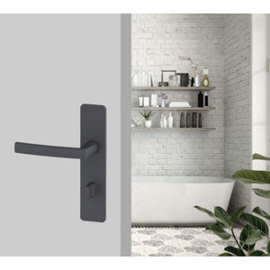 Ensemble poignée de porte "Koya" avec serrure à condamnation - Entraxe 195 mm