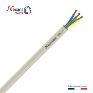 Câble électrique H05VVF 3G2,5mm² blanc - 25 m