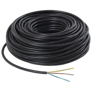 Câble électrique H05VVF 3G1,5mm² noir - 50 m