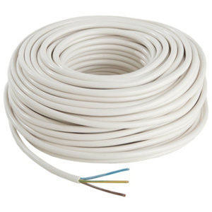 Câble électrique H05VVF 3G1,5mm² blanc - 50 m