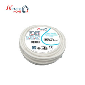 Câble électrique H03VVF 3G0,75 mm² blanc - 10 m