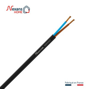 Câble électrique H03VVH2F 2 x 0,75 mm² noir - 5 m