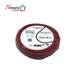 Câble HIFI 2 x 0,75 mm² noir/rouge - 25 m