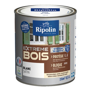 Peinture bois intérieur et extérieur satin 0,5 L  blanc