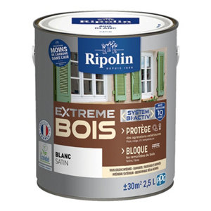 Peinture bois intérieur et extérieur satin 2,5 L  blanc