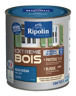 Peinture Bois Intérieur Et Extérieur Satin 0,5 L Bleu Ocean