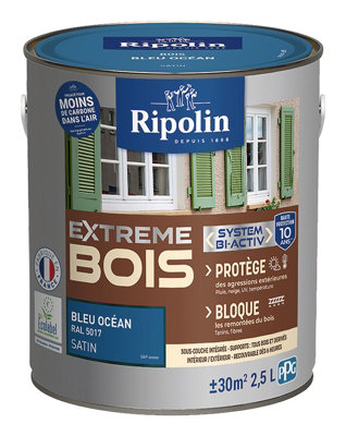 Peinture Bois Intérieur Et Extérieur Satin 2,5 L Bleu Ocean