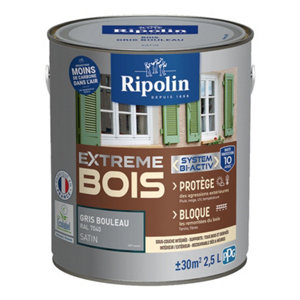 Peinture bois intérieur et extérieur satin 2,5 L gris bouleau