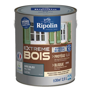 Peinture bois intérieur et extérieur satin 2,5 L gris bleu