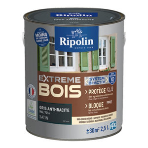 Peinture bois intérieur et extérieur satin 2,5 L gris anthracite