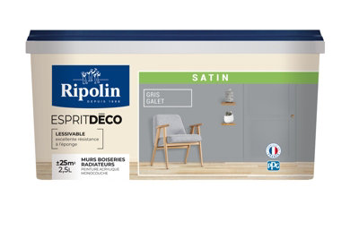 Peinture Mur Intérieur Satin 2,5 L Gris Galet